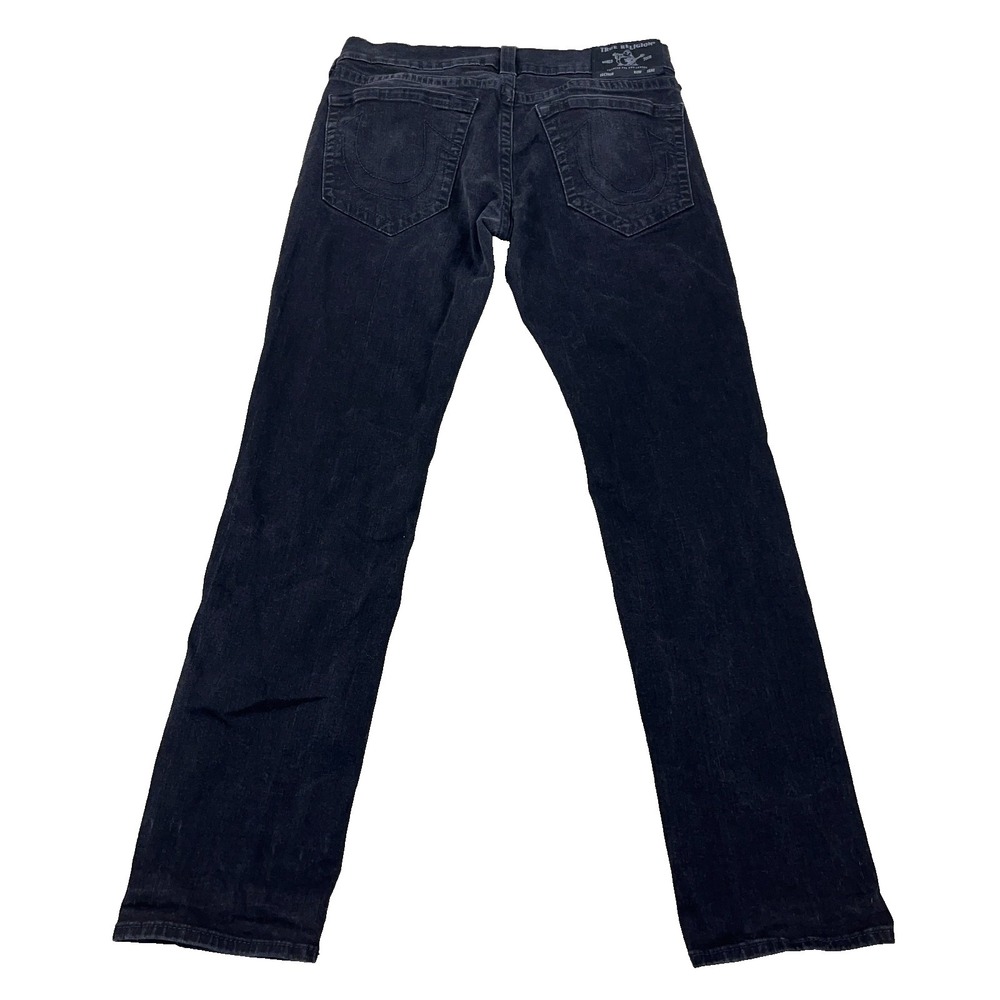 True Religion Jeans Men 34X32 Black Denim Geno Relaxed Slim Fit Black Wash Adult